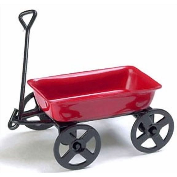 Dollhouse Metal Wagon  Red  1/2 In Scale