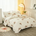 thumbnail image 4 of Move Over White Floral Duvet Cover Set King Ruffle Flowers Bedding Sets Ruffle Pattern Microfiber No Filling, 4 of 10