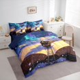 thumbnail image 2 of Castle Fairy Snowy Train Twin Bedding Sets 7-Piece for Children, Open Book Bedding Comforter Set for Bedroom, Gold and Blue,Navy Blue Reversible, 2 of 7