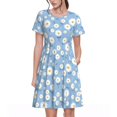 thumbnail image 1 of Disketp Daisies Flowers para Vestido de Manga Corta para Mujeres, Vestidos de Verano para Mujeres, Casual y Holgado para la Playa, 1 of 6