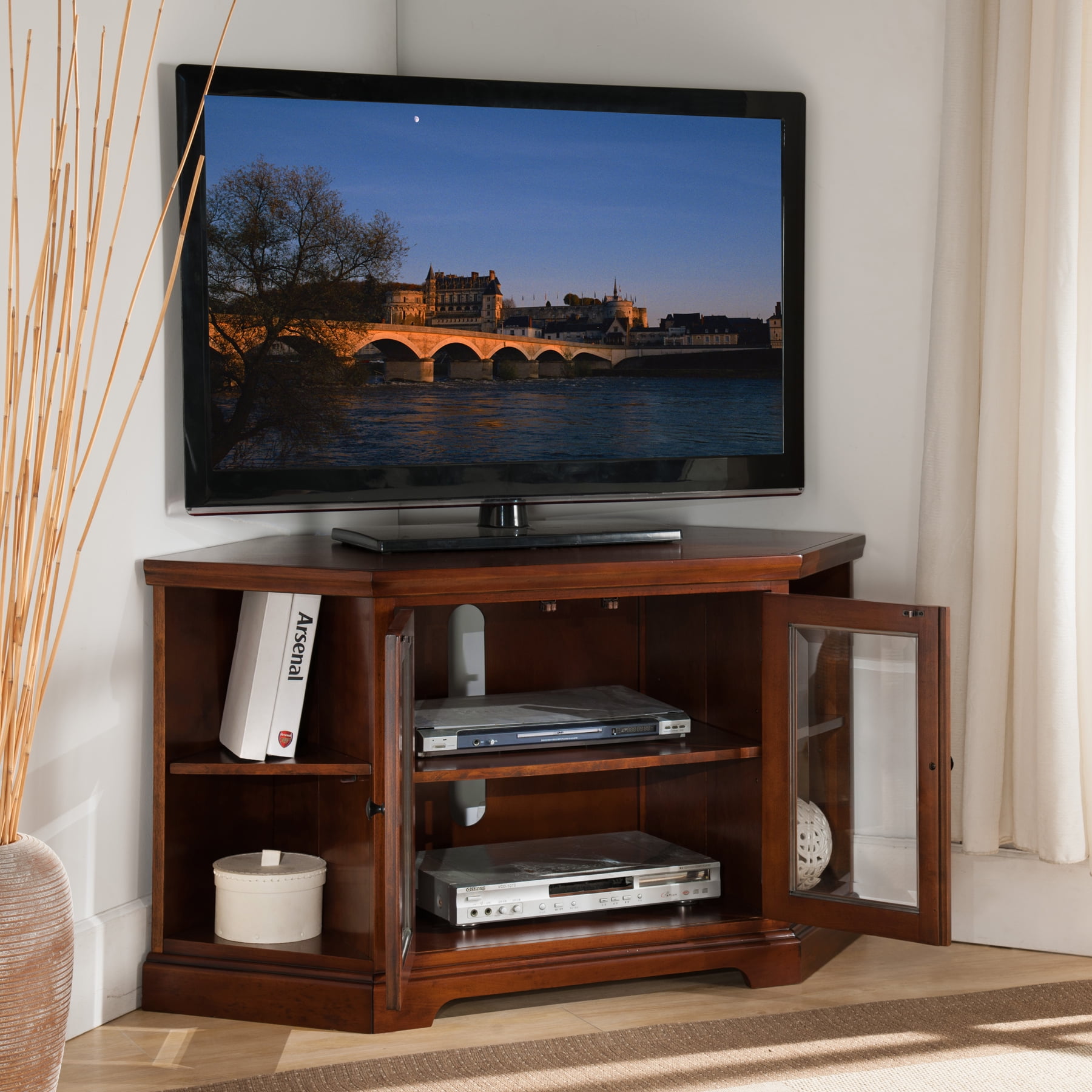 Leick Home Westwood 46 Corner Tv Stand W Bookcases For S Up To Leick Home Westwood 46 Corner Tv Stand W Bookcases For S Up To 50 Brown Cherry Com