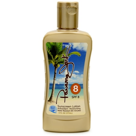 Panama Jack Sunscreen Tanning Lotion - SPF 8, Reef-Friendly, PABA, Paraben, Gluten & Cruelty Free, Antioxidant Moisturizing Formula, Water Resistant (80 Minutes), 6 FL OZ (Pack of
