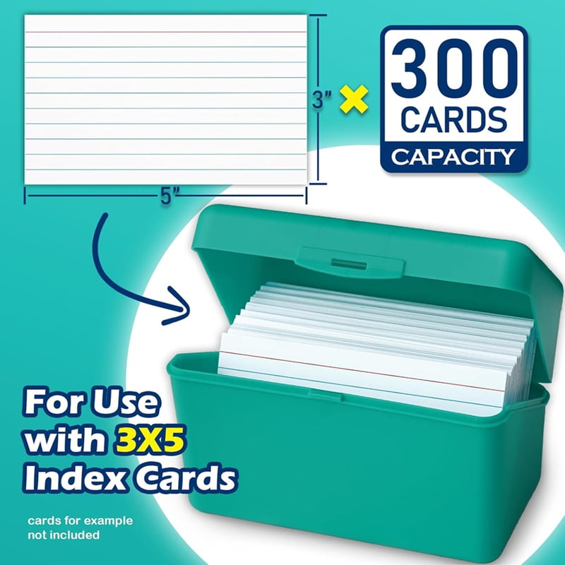 Index Card Holder Box 3x5In, Flash Note Card Holder Box Organizer Case, 3x5 Index Card Storage File Box, 4 Colors Pack