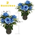 thumbnail image 4 of Ukeler 2 Bunches Rose Flowers Blue Silk Rose Artificial Flowers with Stems for Home Decoration, 4 of 6