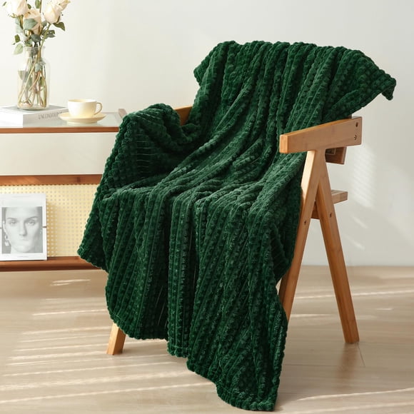 Manta Puncuntex de forro polar verde supersuave de 130 x 150 cm