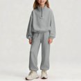 thumbnail image 7 of Cethrio Girls Outfit Sets, 2 Piece Casual Long Sleeve Zipper Sweatshirts and Sweatpants Sets Gray Size 10-12, 7 of 7