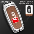 thumbnail image 5 of Car Key Cover Case For Audi A5 A style 3 buttons Zinc Alloy Leather Case Key Shell A6 A7 A8, 5 of 5