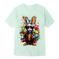 thumbnail image 4 of Bainana Easter Short Sleeve T Shirts For Boys Girls Cartoon Print Crew Neck Graphic Tees Soft Casual Teen Kids Festival Holiday Summer Top Light Green Size 8-9 Years, 4 of 4