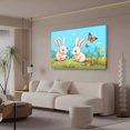 thumbnail image 3 of Póster de lienzo con dos adorables conejos de dibujos animados conversando en un prado cubierto de hierba, decoración de dormitorio, paisaje deportivo, decoración de oficina, regalo, estilo marco, 20, 3 of 8