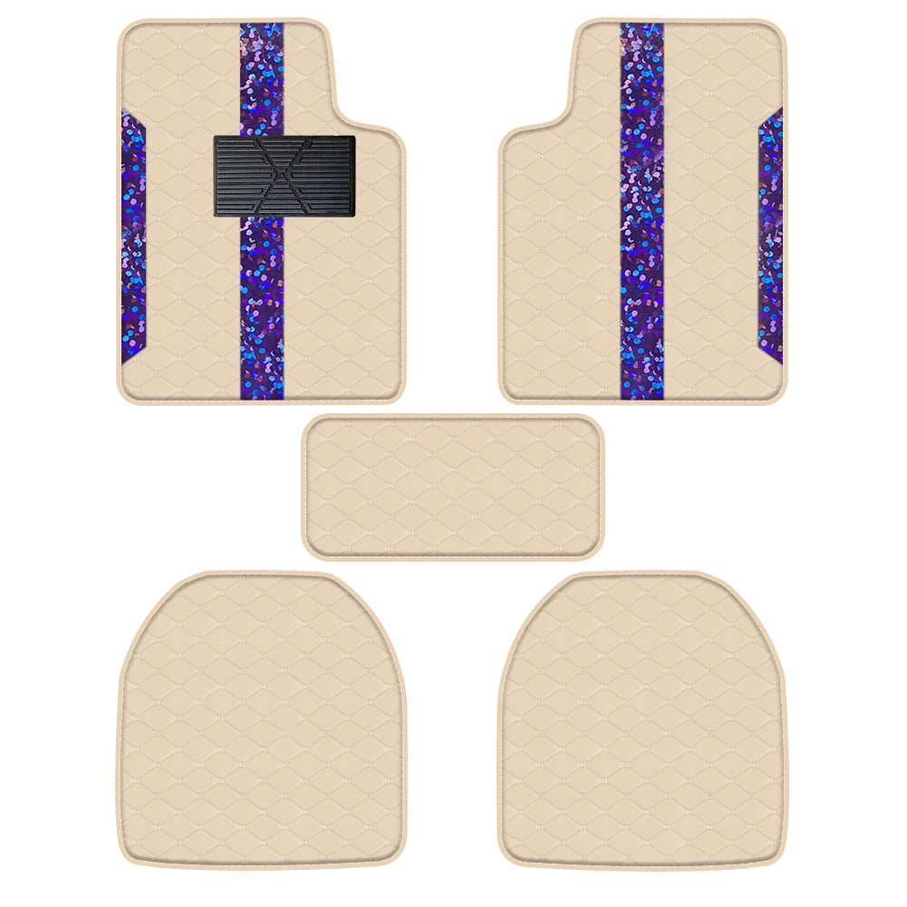 Tuqiang Car floor mats for Dodge for Durango PU Leather Waterproof Floor Mats Leather Beige And Purple