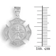 thumbnail image 2 of Solid Gold Fire Department Firefighter Badge (10K White Gold, Pendant with 18" chain), 2 of 2