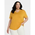 thumbnail image 5 of Time and Tru Women's V-Neck Tunic Tee with Short Sleeves, Sizes XS-XXXL, 5 of 6