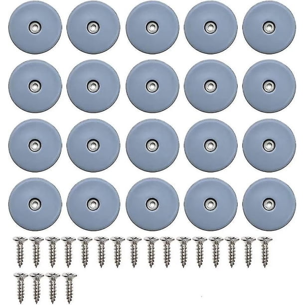 Deslizadores redondos de teflón para muebles, con tornillos, 20 piezas. Deslizadores de teflón para sillas y muebles, con fijación mediante clavos, 22 mm.
