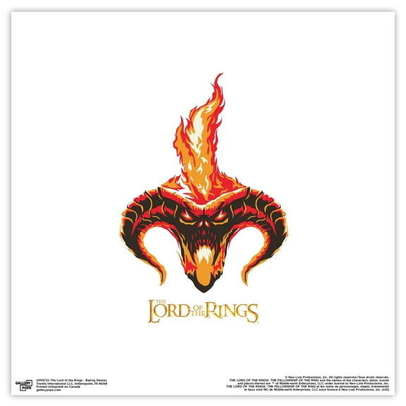 Gallery Pops The Lord of the Rings - Balrog Demon Wall Art, Unframed Version, 12" x 12"