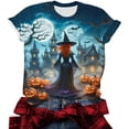 thumbnail image 5 of Ichuanyi Halloween Printed Shirts for Women Funny Graphic Round Neck Short Sleeved T-Shirts Novelty Horror Tee Casual Athletic Tops, 5 of 7