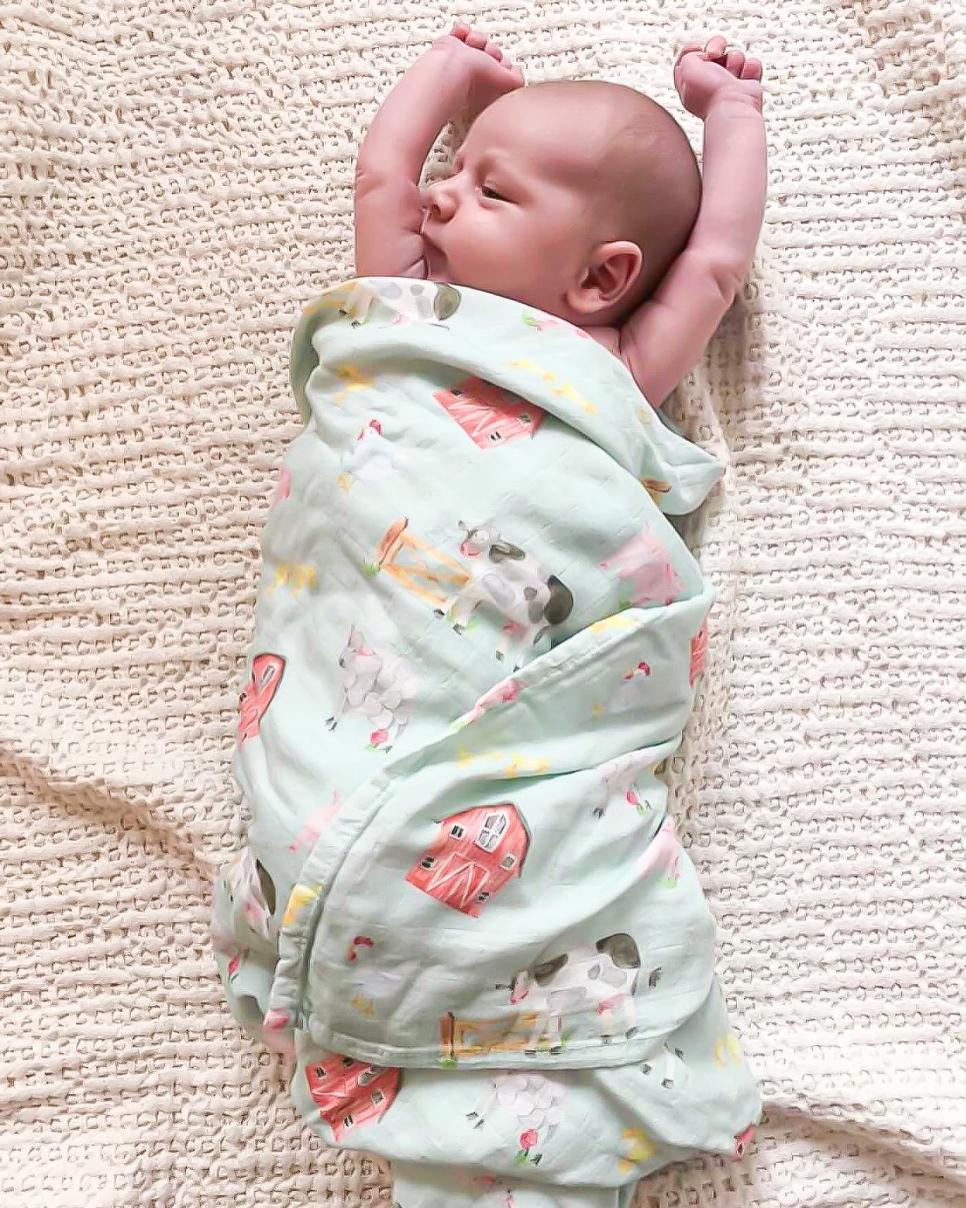 Swaddle & Bandana Bib Set - Farm