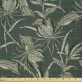 thumbnail image 2 of Ambesonne Floral Fabric by the Yard Microfiber, Flowers and Leaves Exotic, 10 Yards, Dark Grey Dark Tan, 2 of 2