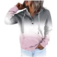 thumbnail image 1 of WEAIXIMIUNG Chandails en Molleton Courts pour Femmes Chandail à Capuchon Automne et Hiver Style de Rue Changeant Progressivement de Couleur Col à Boutons Poche Cordon de Serrage Chandail à Capuchon de Sport Décontracté (2), 1 of 5