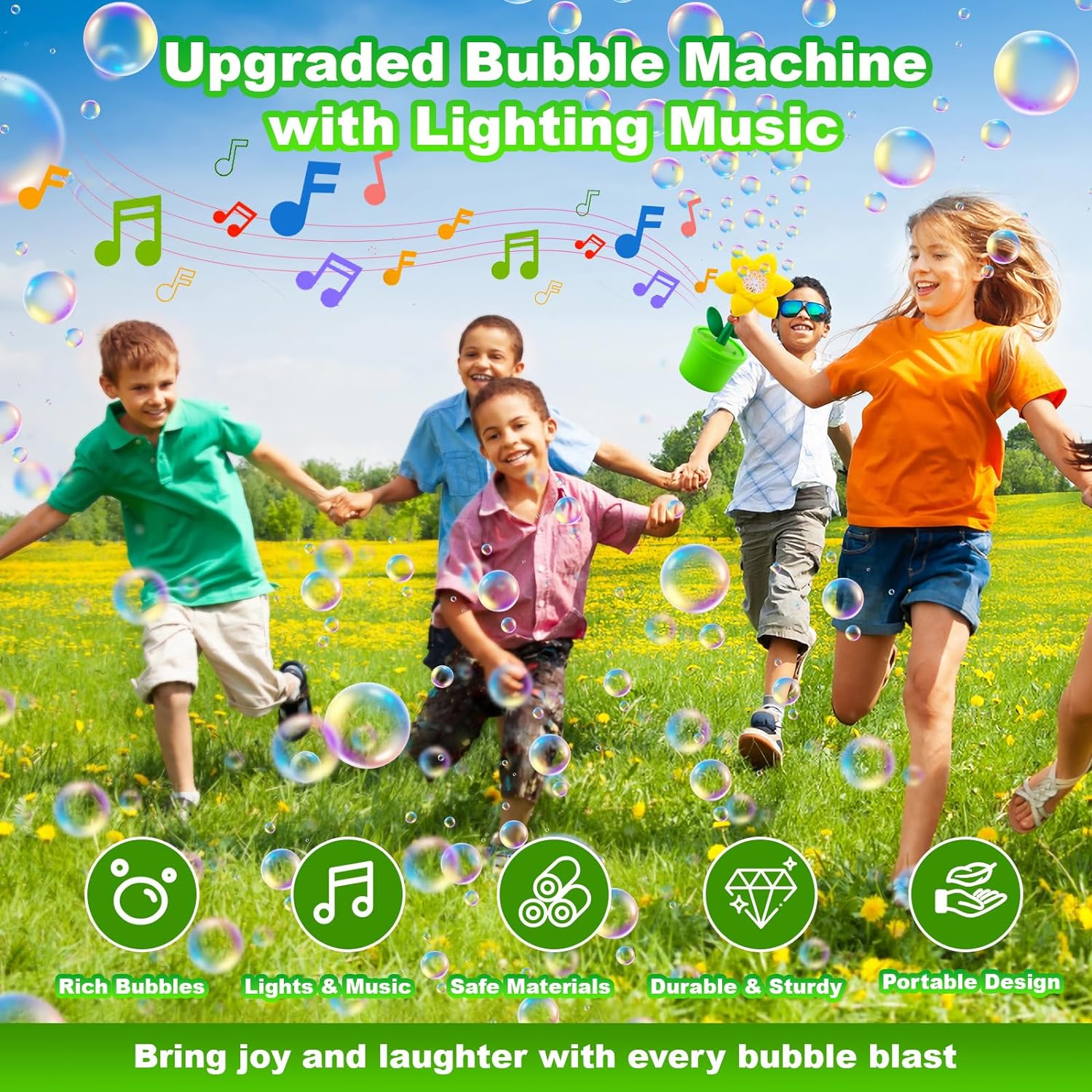 Beautysureup Bubble Machine with Light and Music photo 6