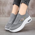 thumbnail image 1 of Chaussures Décontractées Brodées pour Femmes, Chaussures Décontractées à Plateforme pour Femmes avec Bout Rond, Dessus en Maille, Design Monobloc, Décoration Brodée, Confortables et Légères, Adaptées à Toutes les Saisons., Gris 5, 1 of 7