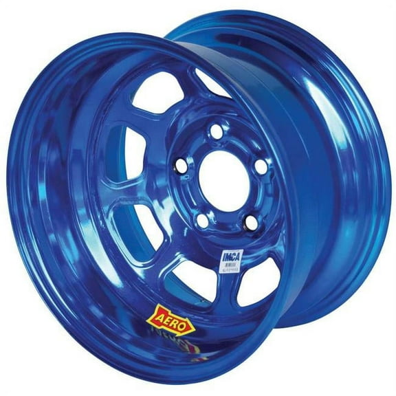 Aero Racing Wheels 52-985030BLU 52 Series IMCA Rolled Wheel - Blue Chrome - 15 x 8 in. - 5 x 5 in. Bolt Circle - 3 in. Back Spacing - 19 lbs