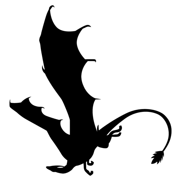 Vinyl Living Room Art 20" x 21" Legendary Medieval Creature Decoration Dragon Silhouette Design Easy To Apply Vinyl Wall Decal - Removable Kids Bedroom Serpentine Reptile Monster Wall DÃ©cor Sticker