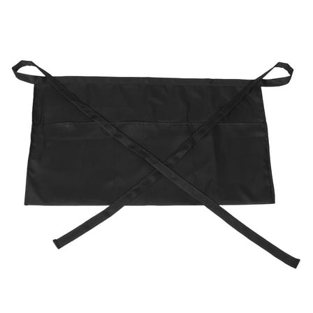 unbranded Restaurant Server Waist Apron With 3 Pockets Mid-Length Apron Easy To Clean And Durable For Women Men Black