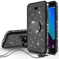thumbnail image 2 of Glitter Ring Stand Phone Case for Samsung Galaxy J7 Prime/Galaxy J7v/Galaxy J7 2017/Galaxy J7 Perx/Galaxy J7 Sky Pro/Galaxy Halo Case,Bling Bumper Kickstand Protective Girls Women, Black, 2 of 5