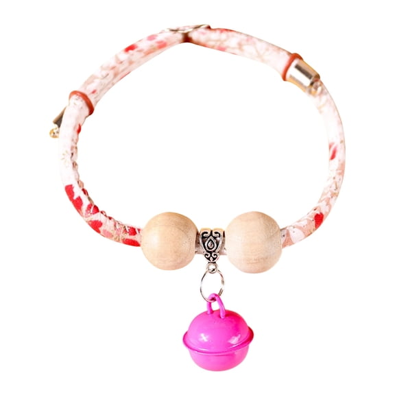 Japanese Kimono Style Cedar Bead Pet Collar Adjustable Chew Proof Fabric Necklace For Dogs And Cats Comfortable Durable Design
