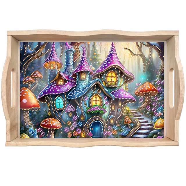 Bandeja Decorativa Likrtyny Artesanías Con Pintura Diamantes Tipo Seta