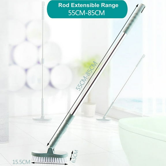 Adjustable 304 Stainless Steel Handle Cleaning Brush Door Window Scour Brush Tub & Tile Scrub Brush with Long Handle for Bathroom, Floor, Toilet,Sturdy and Durable