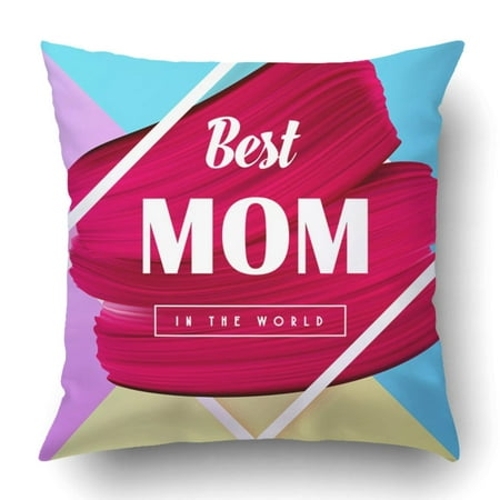 ARTJIA Red Makeup Best Mom In The World Spring Mothers Day Abstract Elegant Lipstick Pillowcase Cover Cushion 18x18 (Best Makeup To Cover Red Skin)