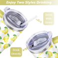 thumbnail image 5 of 40oz Yellow Lemon Pattern Stainless Steel Flip Straw Tumbler Spill Proof Travel Cup Double Wall Vacuum Insulated Coffee Mug with Top Handle, 5 of 6