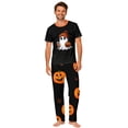thumbnail image 2 of Family Halloween Pajamas Matching Sets, Black Cute Ghost With Knit Beanie Soft Short Sleeve Top and Long Pants Halloween Pajamas for Family, 2 Piece Holiday Sleepwear Halloween Family Pjs Set, 2 of 7