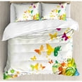 thumbnail image 3 of Colorful Duvet Cover Set Twin Size, Silhouettes of Butterflies Freedom Icons of the Nature Festival Artwork Print, Decorative 2 Piece Bedding Set with 1 Pillow Sham, Multicolor, by Ambesonne, 3 of 3