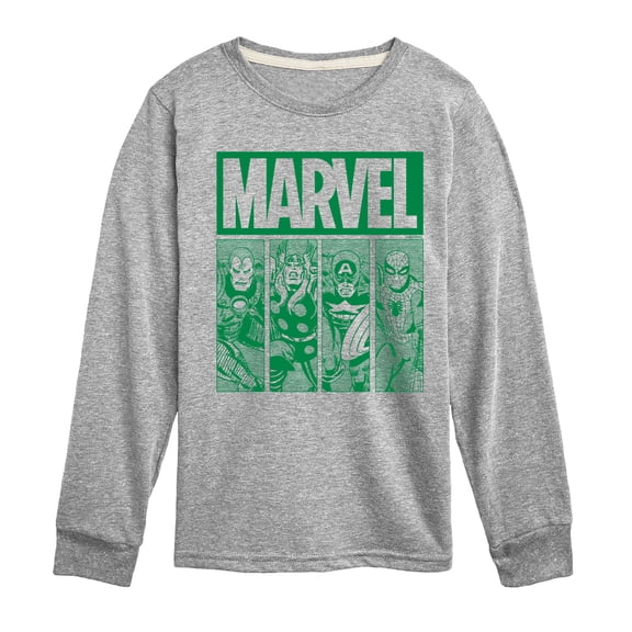 Marvel - St. Patrick's Day Green Grid Long Sleeve Graphic T-Shirt
