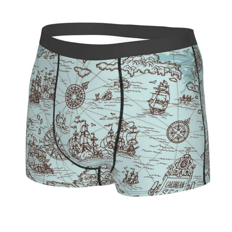 Disketp Pirate Adventure Map Men'S Boxer Briefs,Soft And Breathable Cotton  Underwear With Comfortflex Waistband 