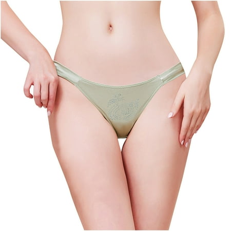 XFYSSS Fashion Sexy Women s Satin Flat Thong Thong Narrow Crotch Thong Swan Hot Stamping Underwear Womens Nylon Panty