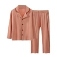 thumbnail image 1 of MIASHUI Kids Pajamas Soft Comfortable Long Sleeve Button Down Top and Pants Sleepwear Set,Orange,6-7 Years, 1 of 3