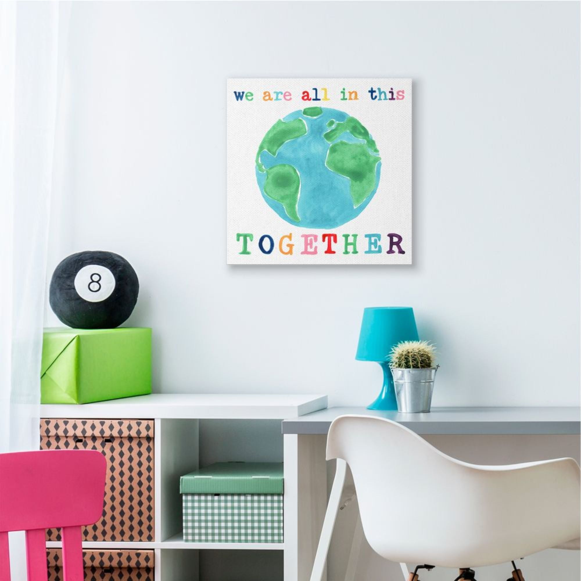 Stupell Industries In This Together Colorful Phrase with Earth Watercolor Design by June Erica Vess, 24" x 24"
