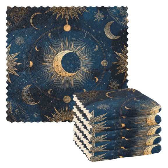 6 Pieces of Kitchen Towels 11x11Inch Kitchen Dish Cloths Kitchen Dish Towels Reuseable Cleaning Cloths Moon Pattern