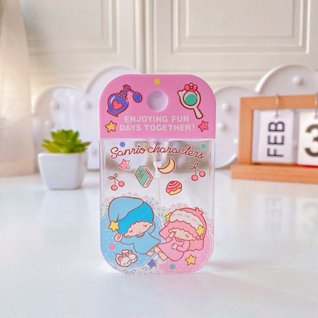 Hello Kitty-Juego de botellas de Alcohol para mujer y niña, Set de botellas con pulverizador bucal, Perfume de viaje portátil de dibujos animados Kawaii, 50ML