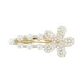 thumbnail image 5 of Unique Bargains 1 Pc Hair Clips Exquisite Pearl Flowers Hollow Press Clip Hairdo Clip Gold Tone White, 5 of 5