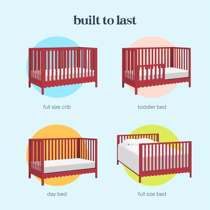 daVinci Sammy Scallop 4 in 1 Convertible Crib, Strawberry Red