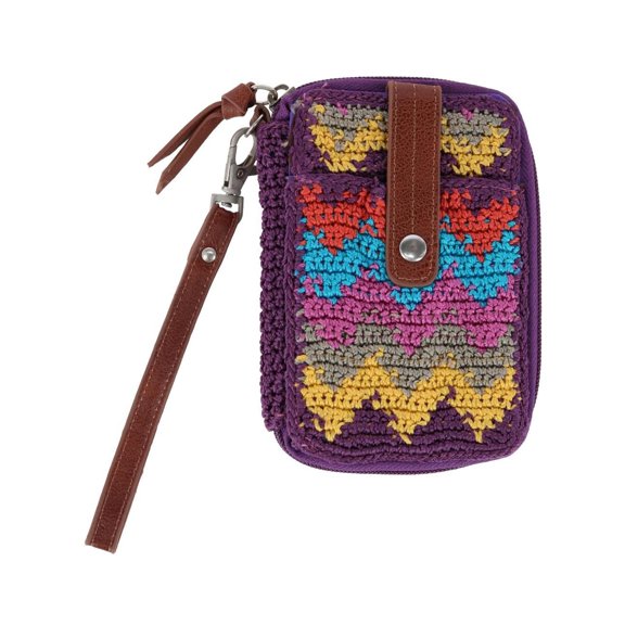 CTM  Zip Around Crocheted Clutch Wristlet (Women)