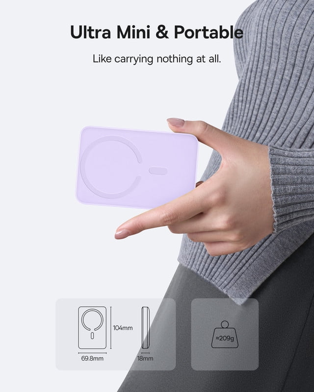 Baseus Wireless Power Bank 10000mAh Magnetic Portable Charger 22.5W MagSafe Charger, Purple