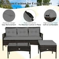 thumbnail image 6 of Costway 3PCS Patio Rattan Furniture Set 3-Seat Sofa Cushioned Table Garden Gray, 6 of 12