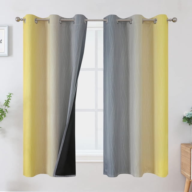 Cortinas opacas Estelar Textiler Ombre gris/amarillo 160 x 160 cm