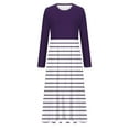 thumbnail image 4 of BSDJILFG Dresses for Women Fall Casual Striped Color Block Long Sleeve Crewneck Maxi Dress Fall Clearance, 4 of 5