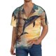 thumbnail image 1 of Fotbe Sailing Dancing Dolphin Camisa Estampada de Manga Corta para Hombre, Casual de Verano, Estilo Playero, Sin Arrugas-4X-Large, 1 of 5
